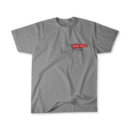 Grey shirt with the red and black Dawgzilla Sports Pennant Chest Logo